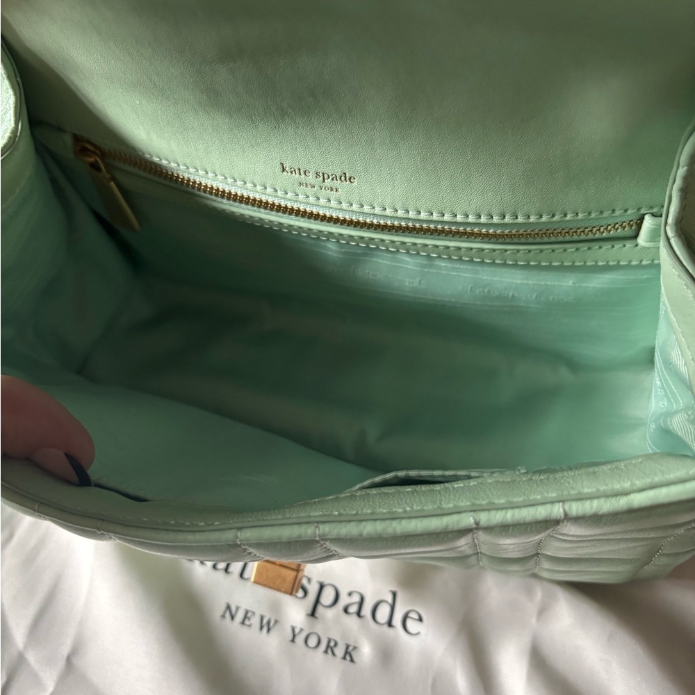 Kate Spade Mint Quilted Shoulder Bag with Gold Chain - Picture 3 of 9